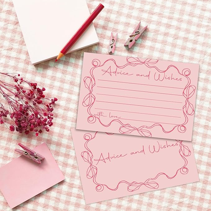 Pink bow Advice and Wishes Cards, Double-sided Blank Cards Suitable - Image 4