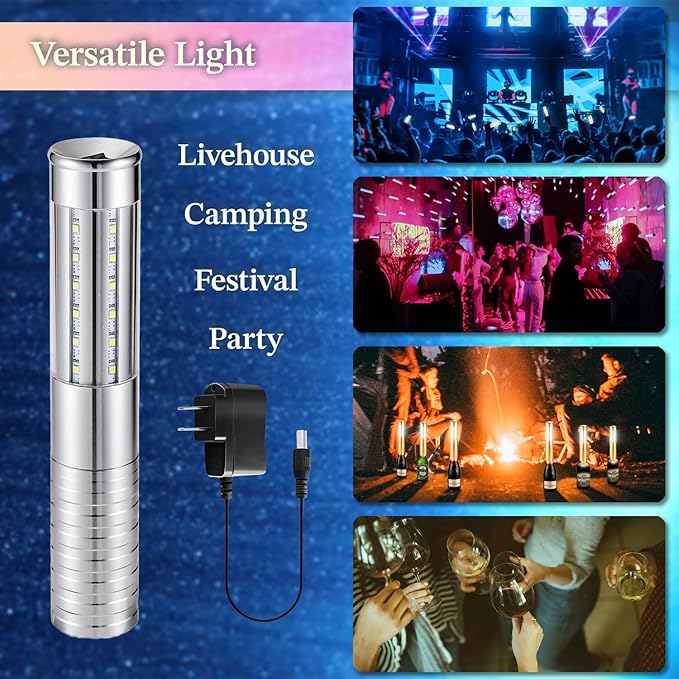 4 Packs Rechargeable LED Strobe Baton Lights Reusable Bottle Service Lights - Image 6