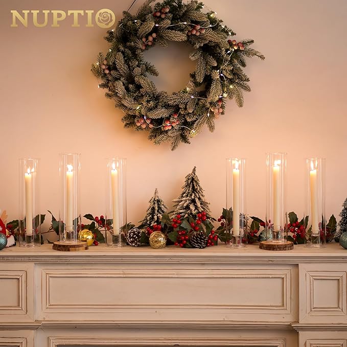 NUPTIO Candle Stick Candle Holder: Clear Glass Hurricane Candlestick Holders - Image 3