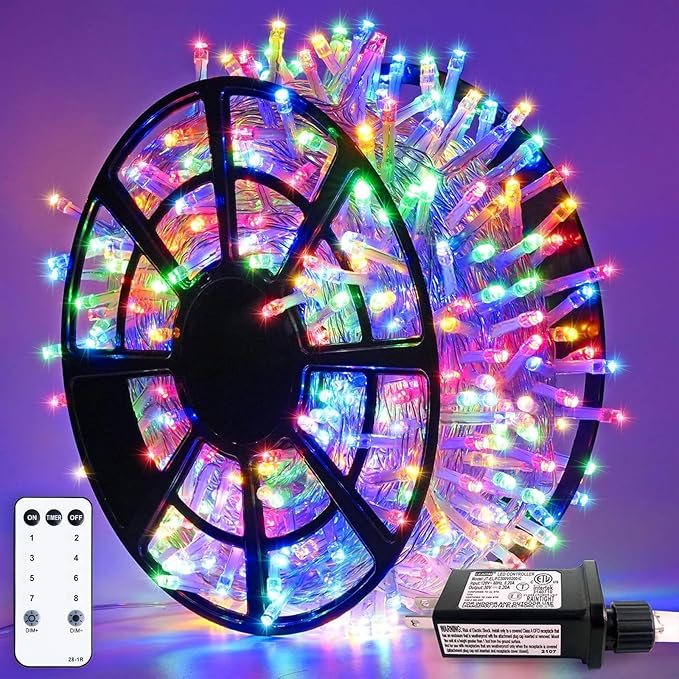 JMEXSUSS 163ft 500 LED Christmas Lights Outdoor, Waterproof Clear Wire String by JMEXSUSS
