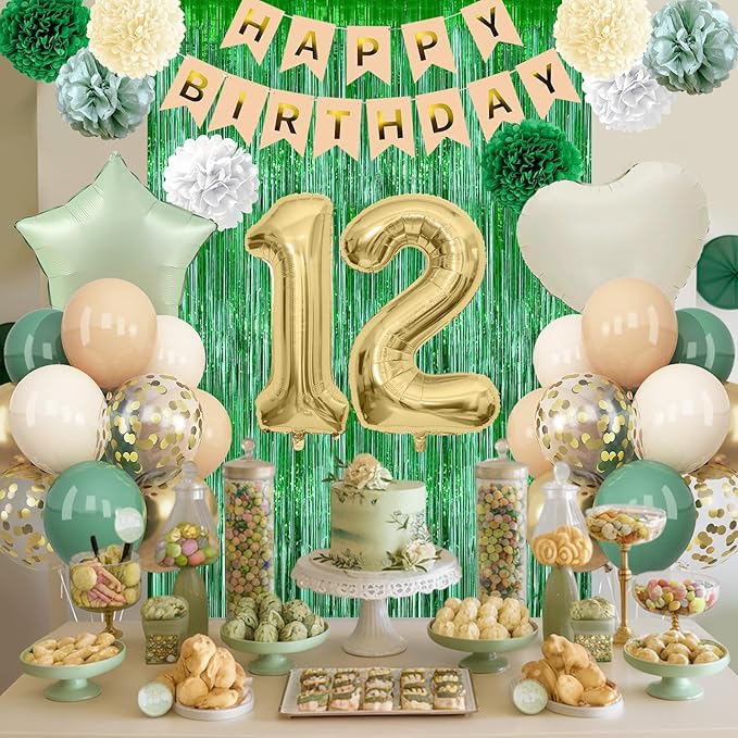 Sage Green 12th Birthday Decorations - Image 2