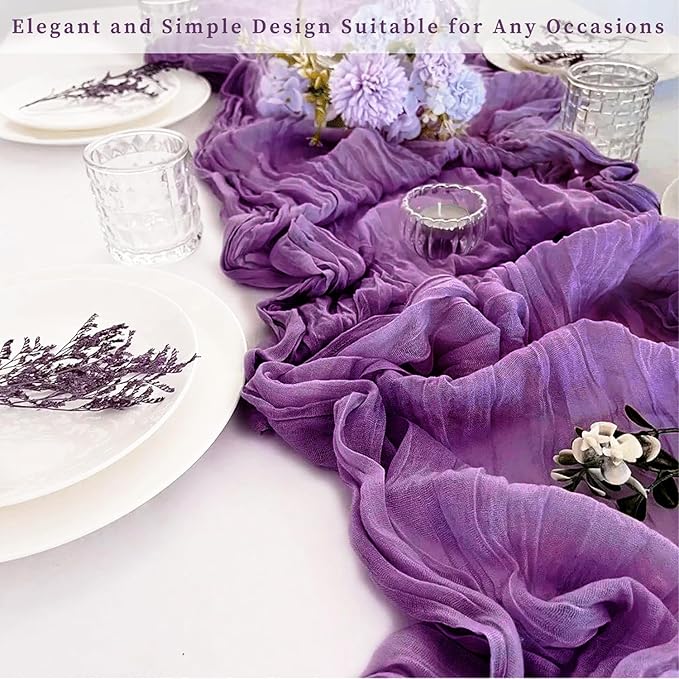 12 Pack Purple Cheesecloth Table Runner 10FT Boho Fabric Rustic Cheese Cloth - Image 7