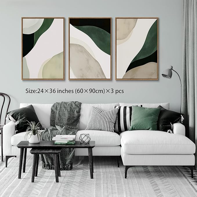 myusuar 3 Piece Large Modern Abstract Canvas Framed Wall Art - Image 2