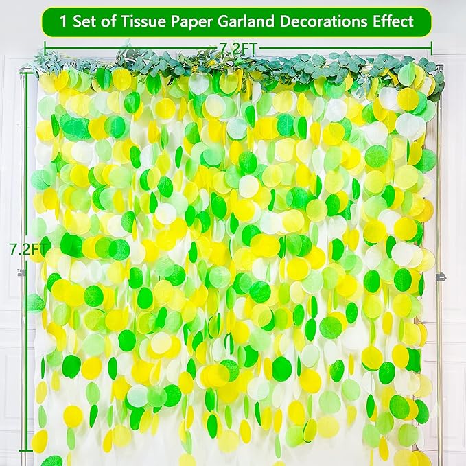 192Ft Yellow and Green Party Decorations Big Circle Dot Backdrop Garland Tissue - Image 3