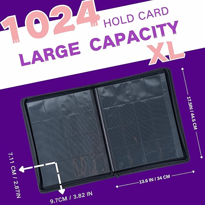 1000+ Pockets Trading Card Binder, 16-Pocket Card Ablum Compatible - Image 3