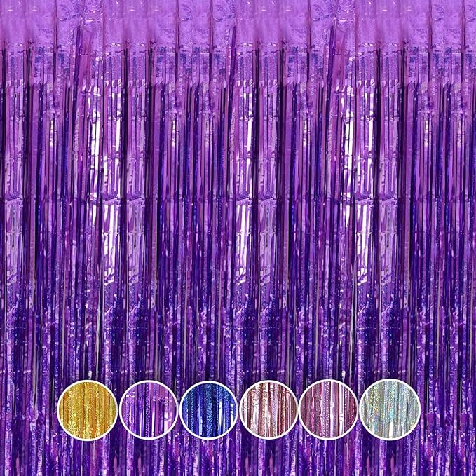 QRabbit 4 Pack Purple Tinsel Foil Fringe Curtains by QRabbit