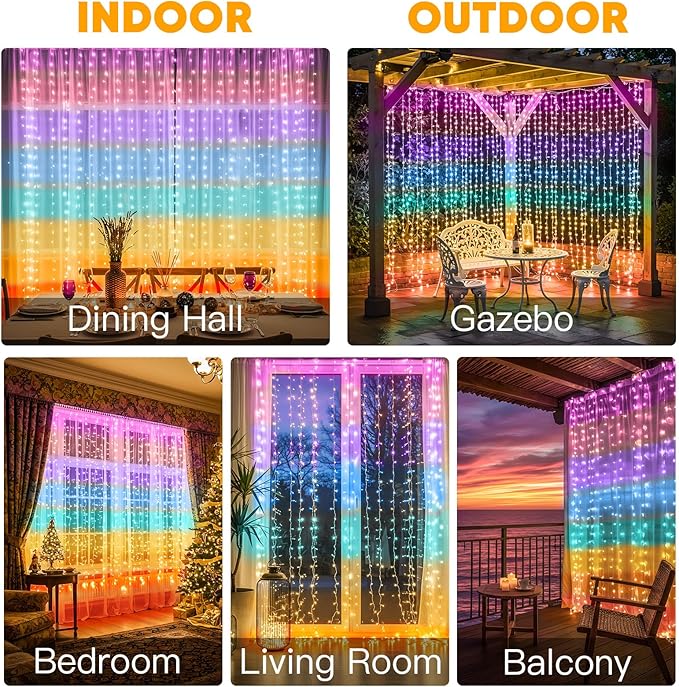 suddus Curtain Lights for Bedroom, 320 Led 9.8ft x9.8ft Hanging String Lights - Image 2