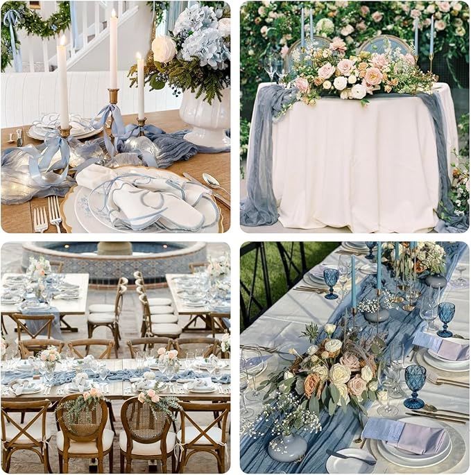 Sioloc 10 Pack Dusty Blue Cheesecloth Table Runner Fall Autumn Decor - Image 5