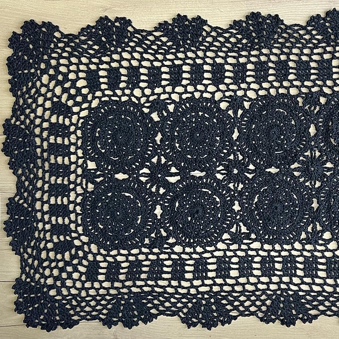 Phantomon Lace Table Runner Rectangular Table Cover Cloth Handmade Crochet - Image 4
