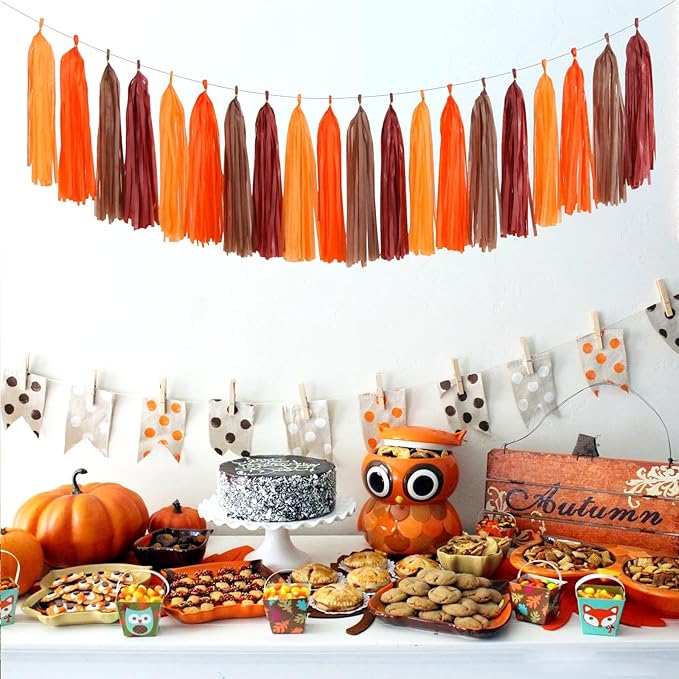 Brown Burgundy Orange Party-Decorations Tassel-Garland - Image 7