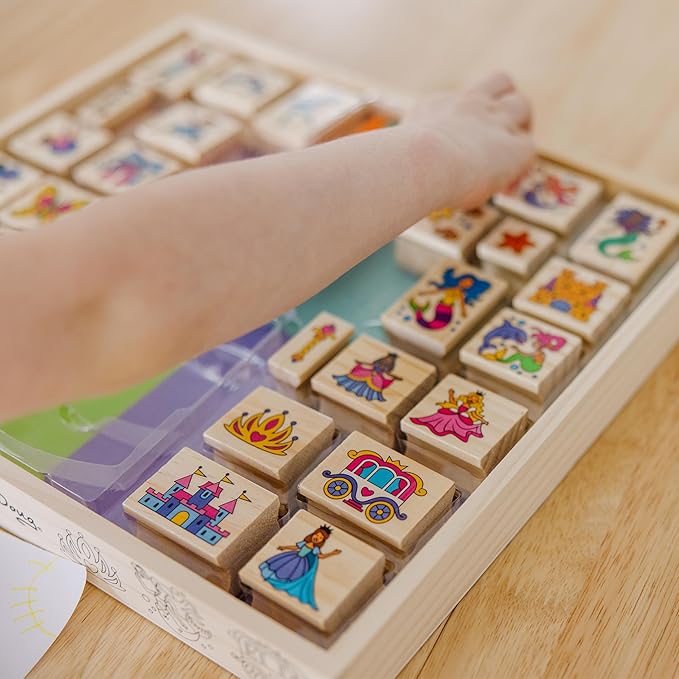 Melissa & Doug Deluxe Wooden Stamp and Coloring Set – Fairy Tale Fairy - Image 6