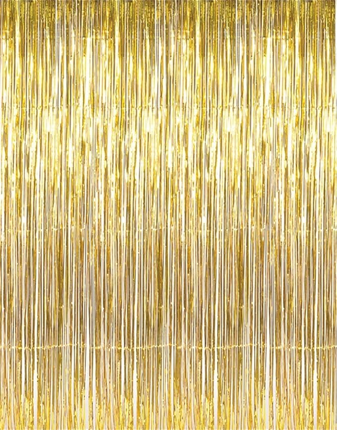GOER 3.2 ft x 9.8 ft Metallic Tinsel Foil Fringe Curtains, Graduation by GOER