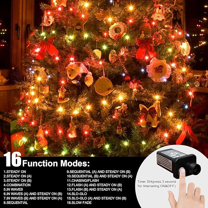 LAMPHOME 33ft Christmas Decorative Mini Lights, 100 LED Transparent Wire Fairy - Image 5
