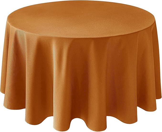 Biscaynebay Fall Tablecloth Textured Fabric Round Tablecloths 90", Bronze by Biscaynebay