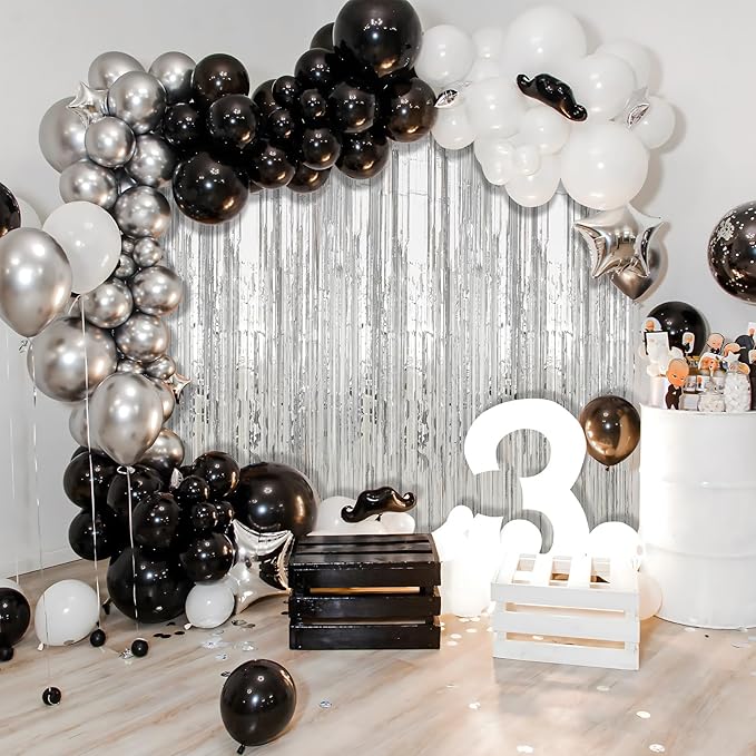 6 Pack Silver Foil Fringe Curtains Streamers Party Decorations 3.3 x 8.2 ft - Image 4