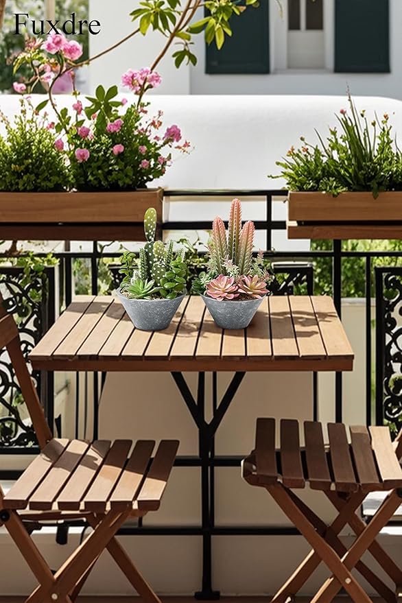 2-Pack Artificial Succulent Plants in Vintage Plastic Pots - Image 5