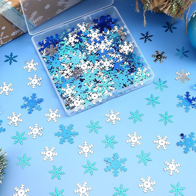 MARFOREVER Snowflake Glitter Confetti Decorations, Christmas Snowflake Metallic - Image 3