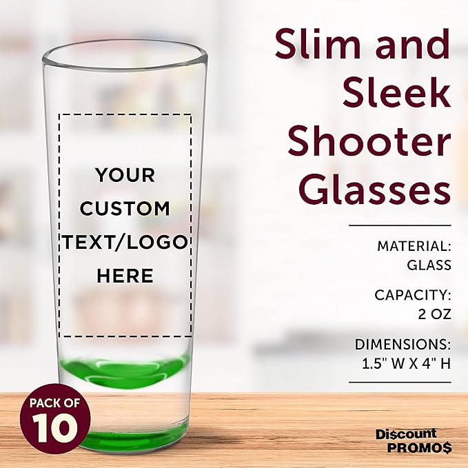 Custom Cordial Shooter Shot Glasses 2 oz. Set of 10, Personalized Bulk Pack - Image 4