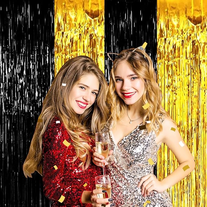 4P Metallic Foil Fringe Tinsel Table Skirts - Image 4