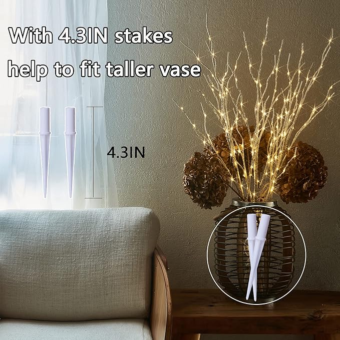Fudios Lighted Birch Branches 18IN 70 White Willow LED - Image 6