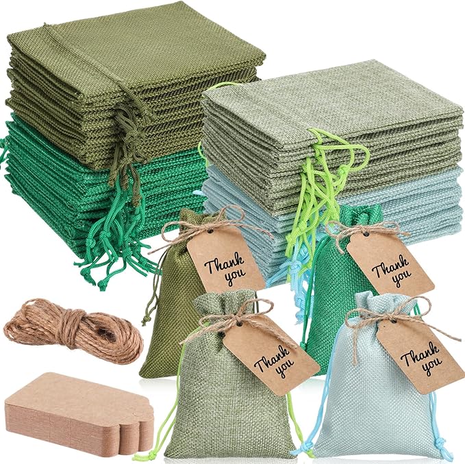 Woanger 100 Pcs Burlap Gift Bags by Woanger