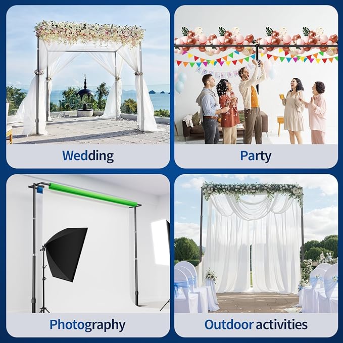 Pipe and Drape Backdrop Stand, 20x10ft Heavy Duty Adjustable Background Frame - Image 5