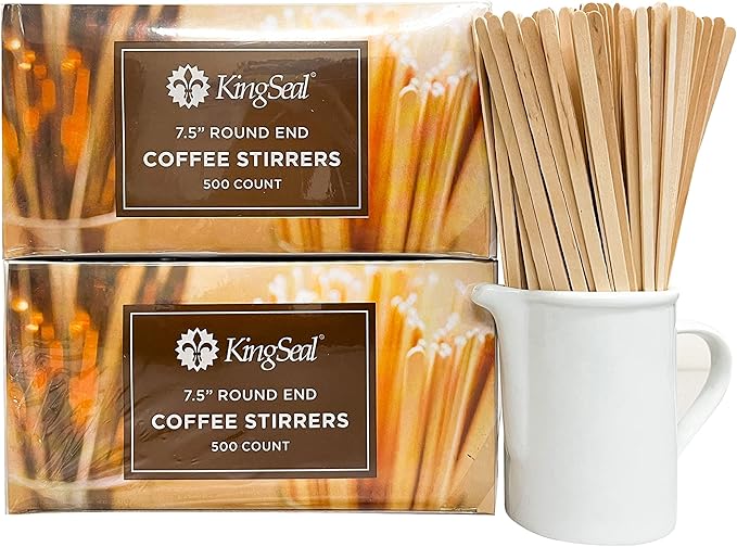 1000 Count | KingSeal Natural Birch Wood Coffee Beverage Stirrers, Stir Sticks - Image 2