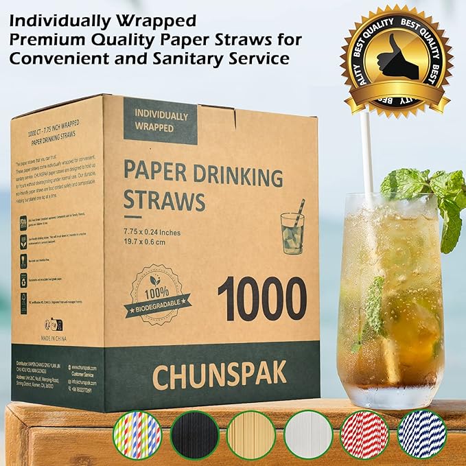 Disposable Paper Drinking Straws Bulk, Individually Wrapped - Image 4