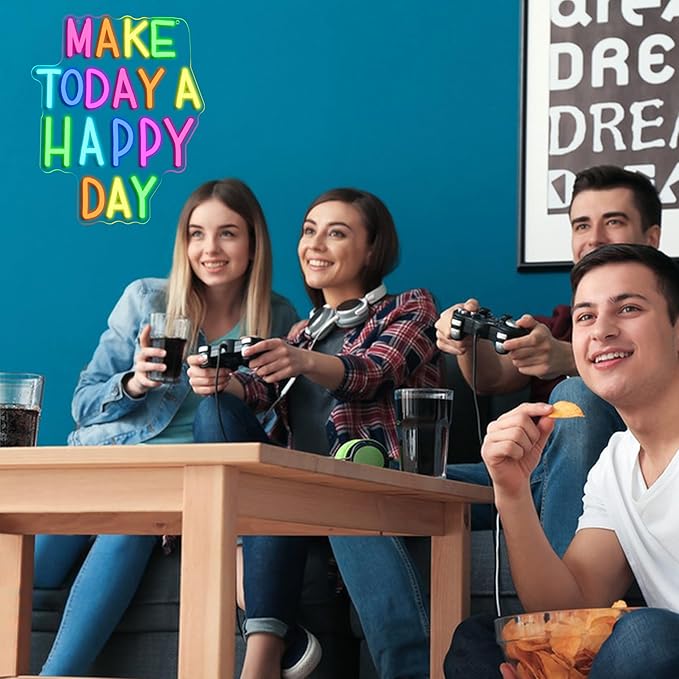 Make Today a Happy Day Neon Sign, Dimmable Positive Quote Neon Light - Image 7