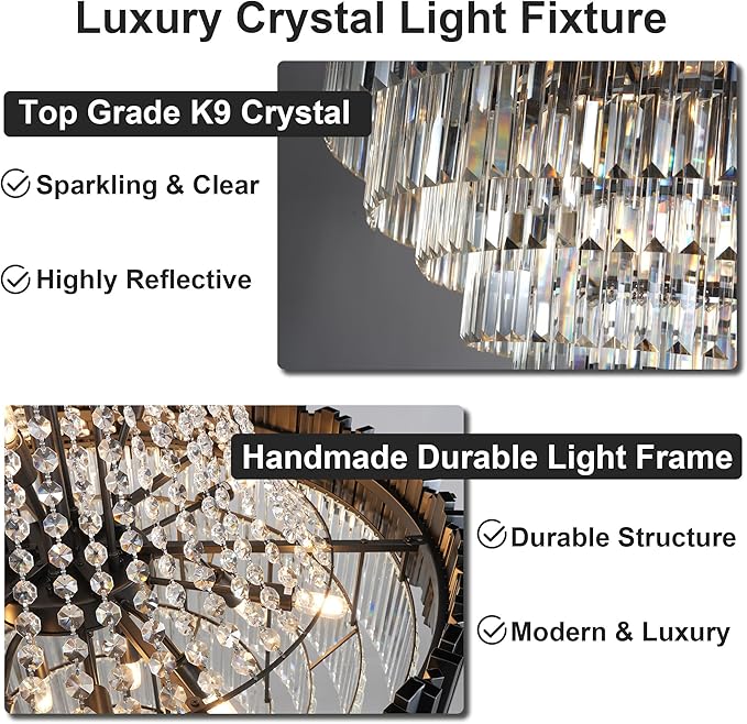 54" Luxury Long Crystal Chandelier - Image 8