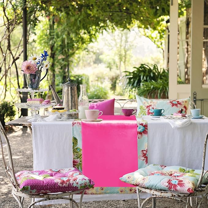 10 Pack Satin Table Runner 12 x 108 Inch Long Fuchsia Silk Table Runner - Image 6