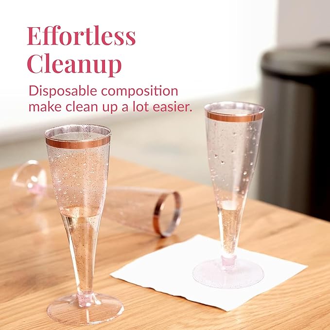Prestee Set of 24 Plastic Champagne Flutes Disposable - Image 2