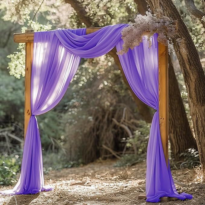 Wokceer Lavender Purple Wedding Arch Draping Fabric Backdrop 4 Panels 28.7" X - Image 5