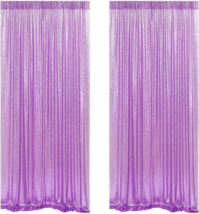 Lavender Sequin Photography Backdrop Curtains 2FTx8FT 2 Panels Sparkly by HMQIANG
