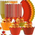 Domensi 100 Pcs Fall Cupcake Wrappers Rustic Cupcake Liners Thanksgiving Baking by Domensi