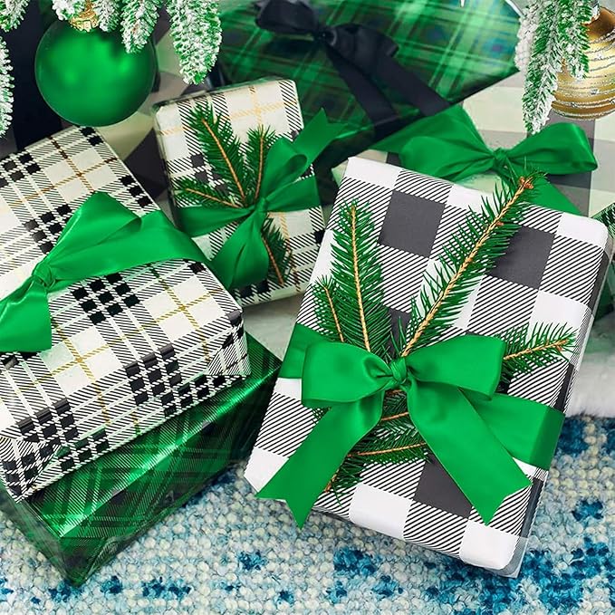 1" x 50 Yards Emerald Green Satin Ribbon Single Faced Fabric Ribbons - Image 7