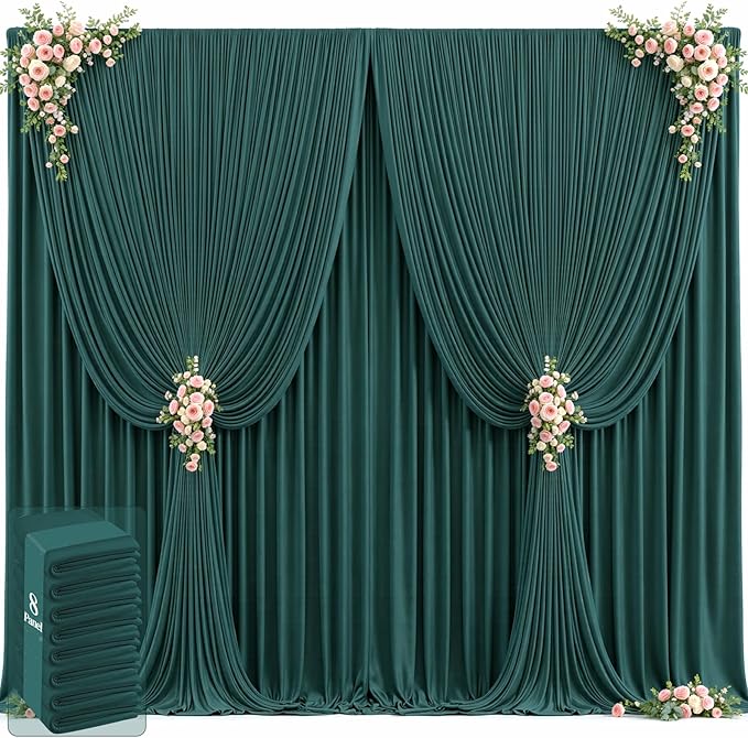 40ft x 12ft Emerald Green Backdrop Curtains Wrinkle Free Backdrop Curtain by Tao-GePartyDecorations