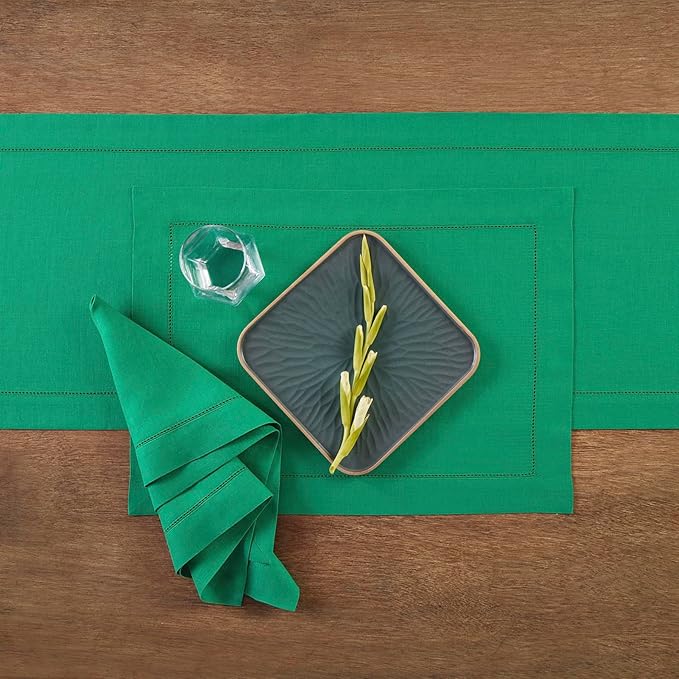 Solino Home Linen Emerald Green Table Runner 72 Inches Long - Image 6