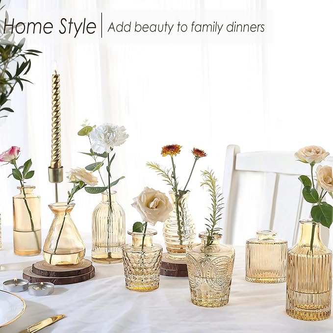 Amber Glass Bud Vases Set of 36, Mini Flower Vase - Image 2