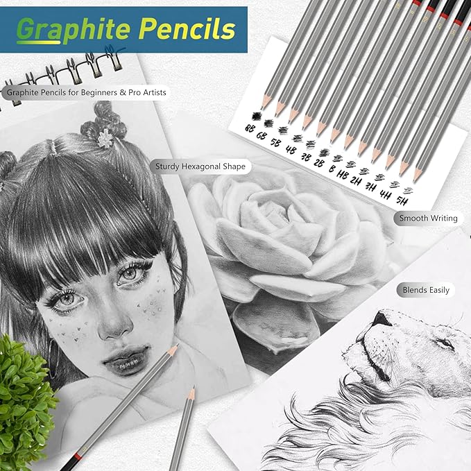 Vnzil 72 Pack Drawing Set Sketching Kit, Art Supplies - Image 3