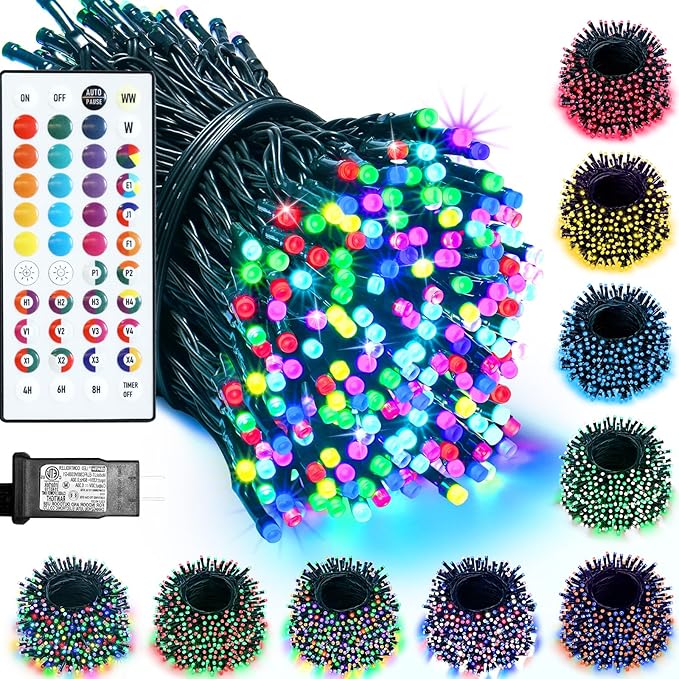 35 Colors Changing Christmas Lights, 98FT 300 LED String Lights Green Wire by Lovelite