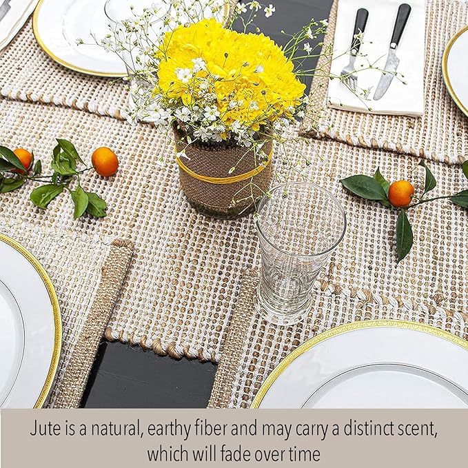 Chardin home Natural Jute Table Runner 13x108 Inch – Vintage Boho Rustic Table - Image 2