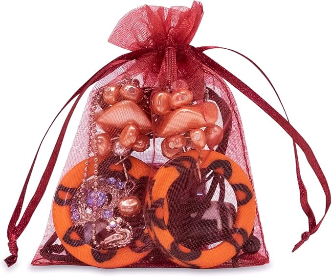 TheDisplayGuys 48-Pack 3x4 Maroon Sheer Organza Gift Bags - Image 2