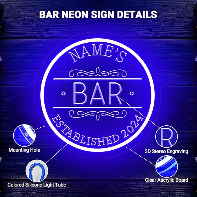 Custom Bar Neon Sign for Man Cave, Personalized LED Bar Light Up Signs for Wall - Image 5