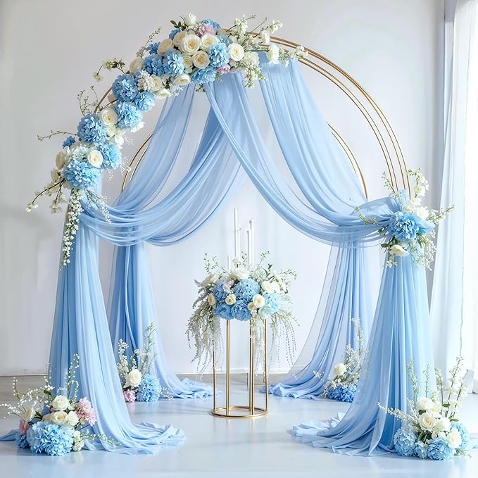 Wedding Arch Draping Fabric, 1 Panel 18FT Baby Blue Sheer Backdrop Curtain - Image 8