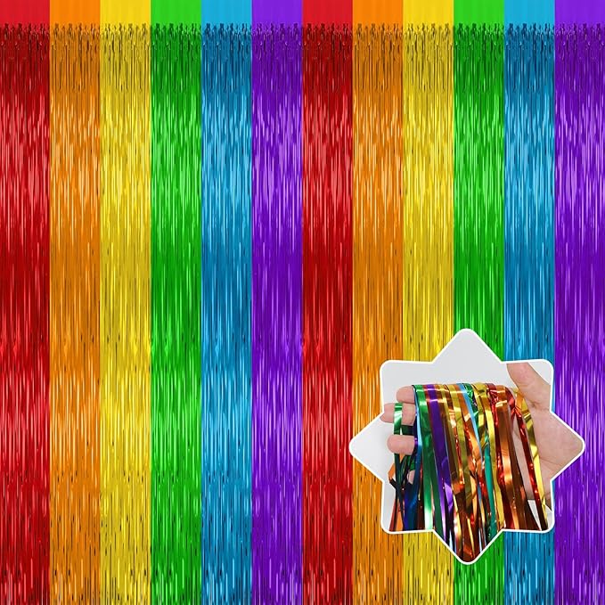 4 Pack Rainbow Backdrop Curtains, 3.28 Ft x 6.56 Ft Rainbow Party Decorations - Image 8