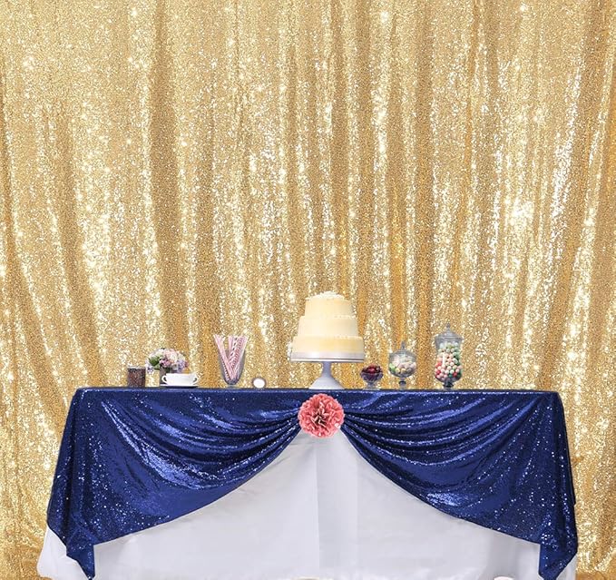 SquarePie Sequin Backdrop 10FT x 10FT Gold Curtain Background Wedding Party - Image 8
