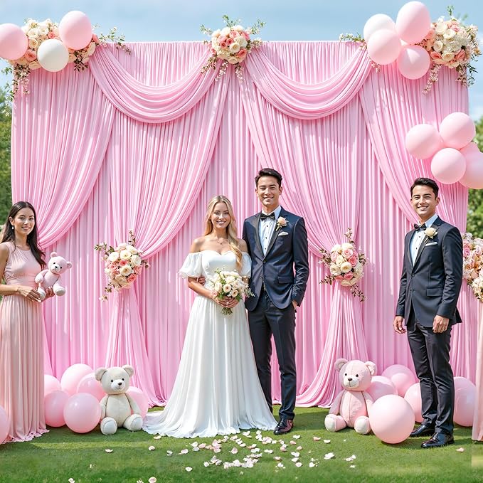 20ft x 12ft Light Pink Backdrop Curtains Wrinkle Free Backdrop Curtain - Image 3