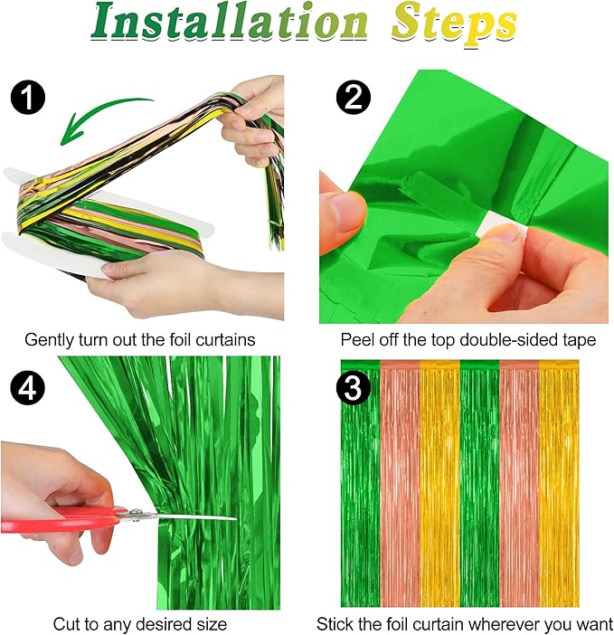 4 Pack Hawaiian Party Decorations, 3.28 FT x 7.05 FT Hawaii Tinsel Backdrop - Image 3