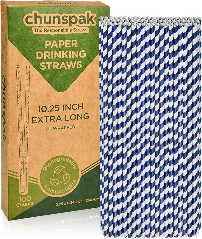 10 Inch Long Disposable Drinking Straws Paper by chunspak